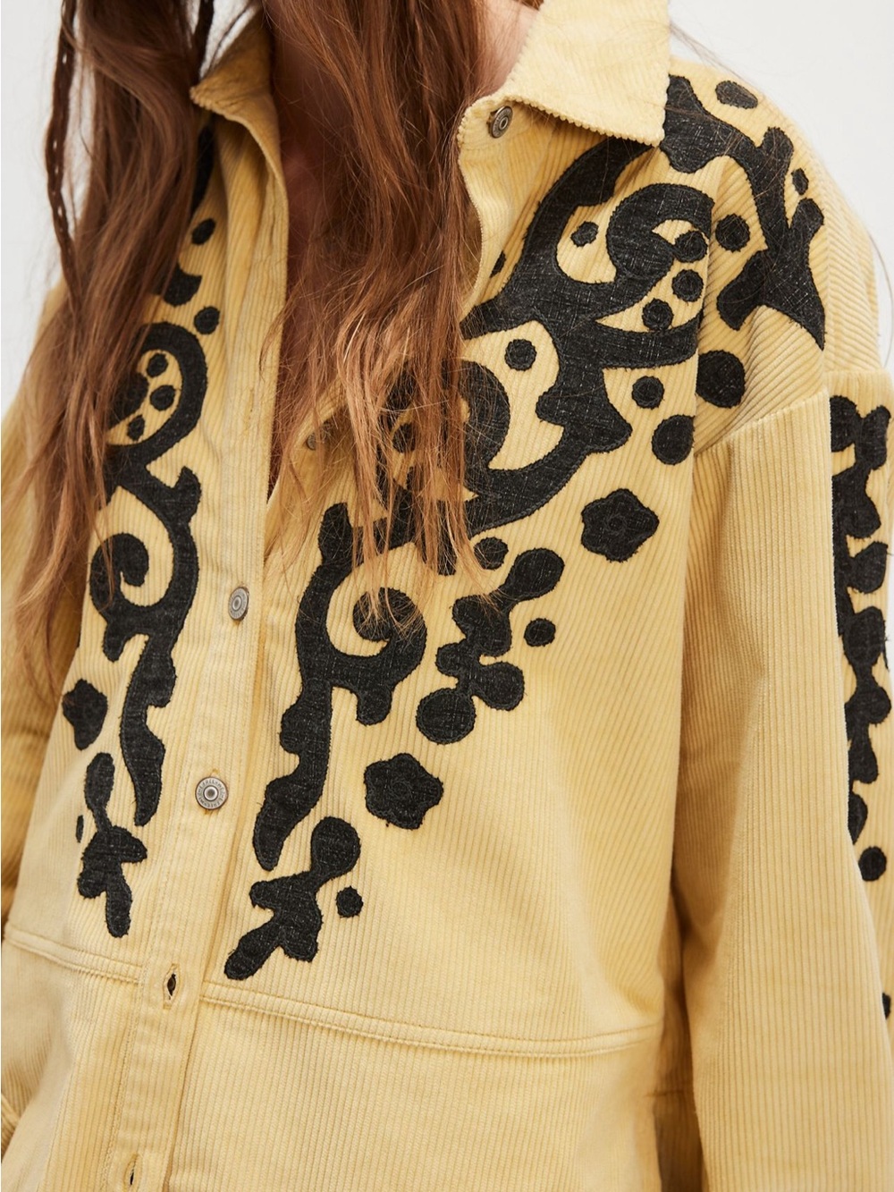 Free People We the Free Folk Appliqué Cord Shirt